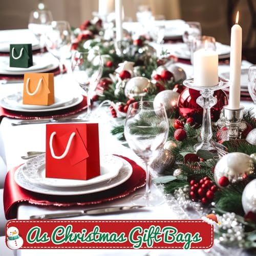 Zhehao 50 Pack Mini Gift Bags Bulk with Handles and Tags,Christmas Color - Image 4