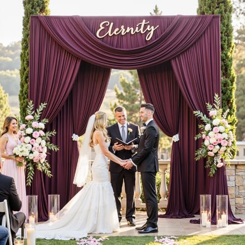 10ftx12ft Maroon Backdrop Curtains for Wedding Party 2 Panels 5×12FT Tall - Image 2
