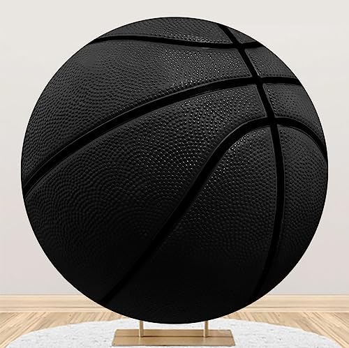 Renaiss 6.5x6.5ft Cool Black Basketball Round Backdrop Cover Basketball Match Sports Meeting Circle Photography Background Basketball Theme Baby Shower Birthday Fans Party Decor Arch Photo Booth Prop by Renaiss