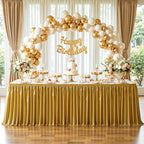 21ft Length Dark Gold Satin Table Skirt for Rectangle Tables-Wrinkle Resistant Ruffle Table Skirting Glitter Desk Cover Skirt for Birthday Party Wedding Banquet Display Gift Dining Table Decorations - Image 6