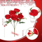 Geosar 16 Bundles Artificial Peonies Flowers,Bright Red - Image 2