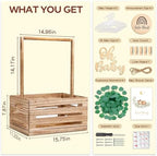 Giftacity Wooden Baby Shower Crate, Large Brown Personalized Gift Basket - Image 3