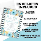 Custom Baby Shower Invites Blue Gray Gold Peony Baby Shower Invitations 20 5x7 Custom Personalized Rustic Floral Invites With Envelopes - Unique Cards - Image 6