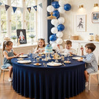 Navy Blue 6PCS Round Spandex Tablecloth for 5FT/60In Inch Round Table - Image 2