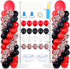 2 Sets Adjustable Balloon Column Stand Kit with Bases（Red and Black） by Naozinebi