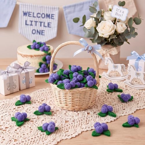 Moukeren 36 Pcs Blueberry Baby Shower Decorations Artificial Fake Felt Blueberry Birthday Decoration a Berry Sweet Baby is on The Way Supplies for Babys Shower Decor by Moukeren