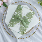 ponatia 25PCS 5.12 x 7.1 '' Sage Green Laser Cut Wedding Invitations Cards with Envelopes for 5x7 Invitation Cards Wedding Baby Bridal Shower Engagement Sweet 16 Birthday Invite - Image 6