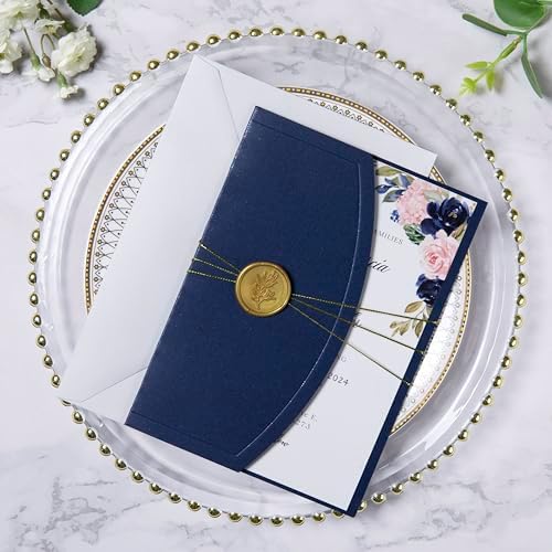 ponatia Navy Blue 5x7 Wedding Invitation Envelopes Sleeves - Image 6