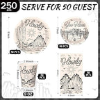 Pickmesh 250 Pcs Western Cowboy Cowgirl Party Decorations Black Wild West Disposable Tableware Set Howdy Yee Haw Paper Plates Napkins and Cups for Rodeo Birthday Baby Shower Party Decorations Serve 50 - Image 2