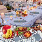 Gueevin 200 PCS Linen Feel Napkins with Plastic Dinnerware Napkin and Plastic Cutlery Set Disposable Dinnerware(Dusty Blue) - Image 6