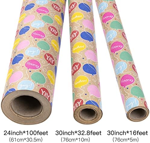 RUSPEPA Kraft Wrapping Paper Roll - Balloon Pattern - 24 Inches x 100 Feet - Image 6
