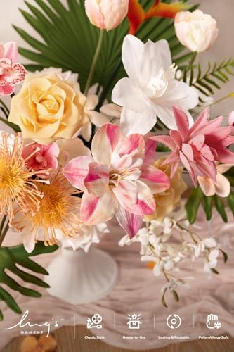 Ling's moment Artificial Pink Wedding Flowers Box, Sorbet Tropical, Deluxe - Image 3