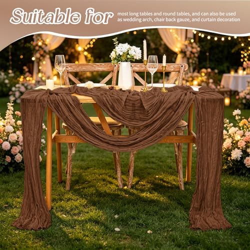 20 Pack Brown Table Runner 17 x 108inch Cheesecloth Table Runner Rustic Boho Gauze Sheer Fabric Cheese Cloth Table Runners for Wedding Party Bridal Baby Shower Birthday Spring Table Decor - Image 5