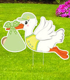 Baby Yard Stork Announcement Sign, Green - Image 2
