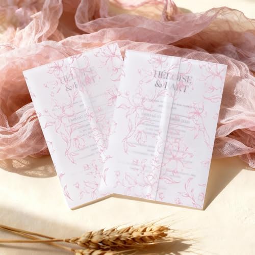 UNIQOOO 50 Pack Pre-Folded Dusty Rose Pink Grace Bloom Vellum Jackets&UNIQOOO Wildflower Wax Seal Stickers50 Pack Pre-Folded Dusty Rose Pink Grace Bloom Vellum Jac&UNIQOOO Wildflower Wax Seal Stickers - Image 3