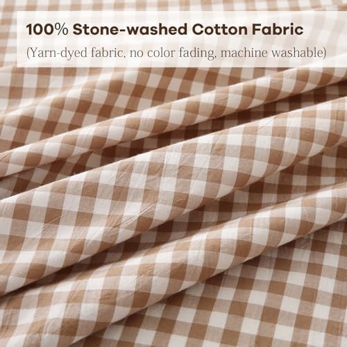 Taupe White Gingham Ruffle Tablecloth Square 60"x60" - Image 6