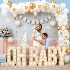 OH BABY Marquee Light-Up Letters, oh baby lettersg ender reveal decorations gender reveal decorations oh baby sign big letters (4FTOHBABY+Golden Balloon) - Image 7