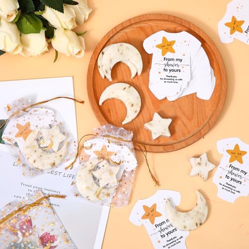 50 Set Baby Shower Soap Favors Moon and Star Bath Soaps, White - Image 4