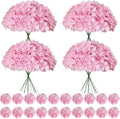 100 Pcs Faux Pink Hydrangea Artificial Flowers Bulk, Fake Silk Hydrangea Flowers Heads with Stems for Wedding Decorations Garden Party Baby Shower Porch Home Decor Table Centerpieces by Cherica