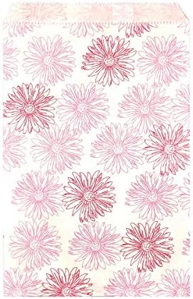 888 Display USA, Inc 200 pcs 8 1/2" x 11" Flower Paper Gift Bags Shopping Sales Tote Bags White with Pink Red Flower Design (8 1/2" x 11") by 888DisplayUSA