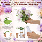 12 Set Artificial Hydrangea Peony Flowers with Vase, Purple - Image 3