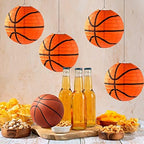 30 Pieces Orange Basketball Paper Lanterns Decorations 8 inches Ceiling Hanging Basketball Lanterns Basketball Sports Party Paper Lanterns for Sport Themed Birthday Party Bar Basketball Game Party - Image 4