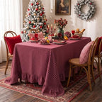 Eternal Beauty Red Plaid Ruffle Tablecloth 60x102 in - Image 2