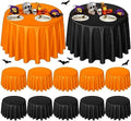 Buryeah 12 Pcs Black and Orange Round Plastic Tablecloths 84 Inch by Buryeah
