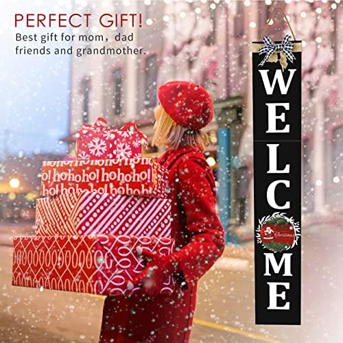 Welcome Sign for Front Porch– 47inch with 12 Wooden Interchangeable Vertical Home Wall Decor(6 double sided disks), Standing and Hanging Farmhouse Outdoor Indoor Decor Welcome Door Sign for - Image 6