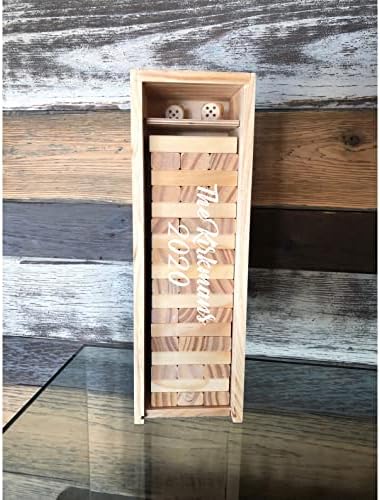 WE Games Custom Engraved Wood Block Party Game in Wooden Case, Guest Book Alternative for Wedding, Graduation, Baby Shower, Retirement Party - 12 inches Tall in Box, Clear Acrylic Lid by WEGames