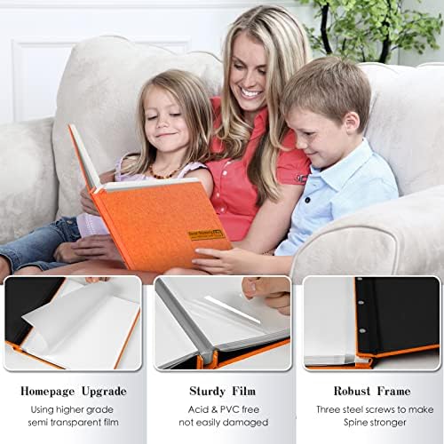 Spbapr Large Photo Album Self Adhesive Magnetic Scrapbook,DIY Scrapbook Album for 4x6 5x7 8x10 Picture,40 Pages Linen Cover Memory Book for Wedding Family Baby Pets, with Metallic Pen and Scraping - Image 3