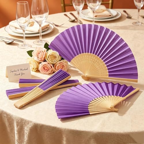 Paper Hand Fans, 8.3 Inch Foldable Handheld Fans for Wedding Favors, Party Decorations, Bridal Shower, Baby Shower, Summer Cooling, (Color 48pcs) - Image 4