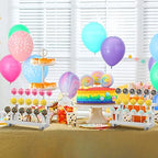 Tuanse 2 Pack Wooden Cake Pop Stand 3 Tier Cake Pop & Lollipop Display Holder with 100 Treat Bags Lollipop Sticks and Gold Twist Ties for Dessert Table Wedding Baby Shower Birthday Party(Wood) - Image 5