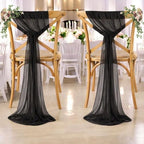 MDS Pack of 25 Chiffon Chair Sashes for Wedding & Event Décor - Black - Image 6