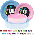 Party Solids Exquisite Light Blue & Pink Mixed Paper Plates - 7" & 9", 200 Pack (100 each), 350 GSM by PartySolids