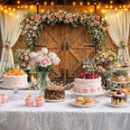 12x10ft Western Wedding Backdrop Rustic Barn Door Photography Backdrop Farmhouse Pink Flower Cabin Wooden Birthday Baby Shower Country Anniversary Bridal Party Banner Photo Booth Props Background - Image 4