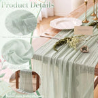 6 Pcs Sage Green and Dusty Pink Fairy Party Gauze Table Runner - Image 4