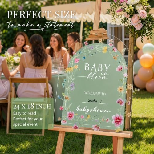 Yousoontic 24" x 18" Acrylic Baby in Bloom Baby Shower Welcome Sign - Image 5