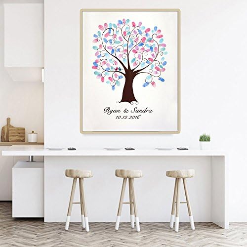 DIY Wedding Guest Book Alternative Fingerprint Wedding Tree Lovebirds Guests Book with Inkpad Thumbprint Attendance Engagement Gift Party Decorations-80x120cm - Image 4