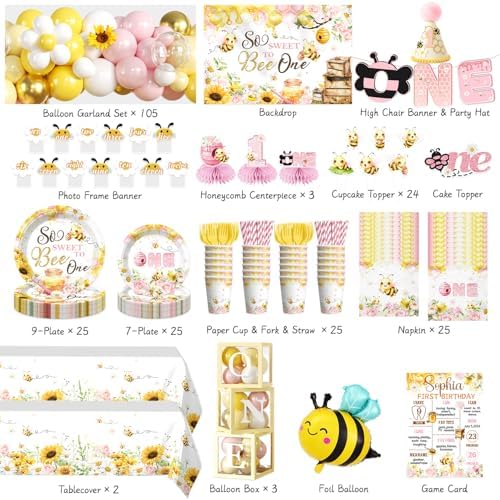 Cocomigo First Bee Day Decorations, Bee Themed 1st Birthday Party Supplies - Image 5