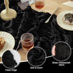 12 Pack Black Cheesecloth Table Runner Boho Gauze Black Decor - Image 5
