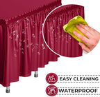 Exquisite Burgundy Table Skirt 6 Pack - Disposable Plastic Table Skirts for Rectangle Tables 6ft 8ft & Round Tables - 29in x 14ft Self-Adhesive Strip - Birthday Wedding Gender Reveal Decor - Image 5