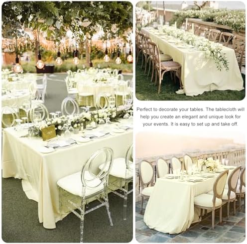 4 Pack Rectangle Tablecloth for 8 Foot Tables Washable Polyester Table Cover for Wedding Dining Table Parties Banquet（60x126 Beige） - Image 5