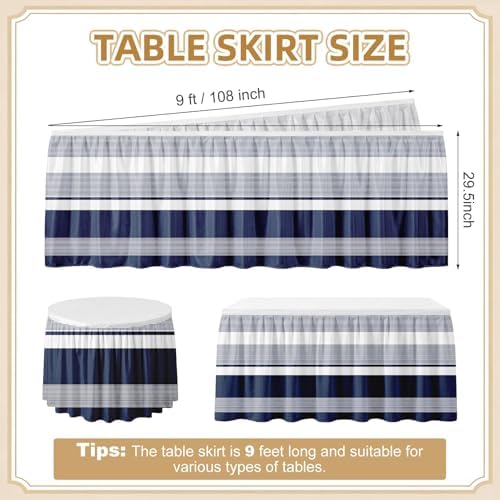 Sanwarm Table Skirt, 29" x 108", for Rectangular & Round Desk Striped - Image 2