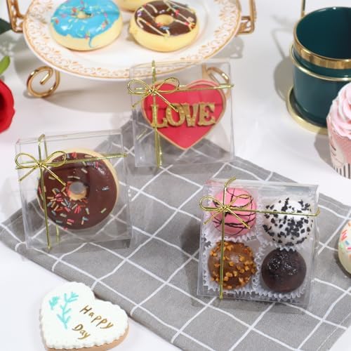 3.3"X3.3"X1.5" 100PCS Clear Chocolate Truffle Boxes for Cookies, Soap, Donuts, Macarons, Mini Bakery, Brownies - Image 3