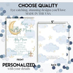 Custom Baby Shower Invites Over the Moon Invitations for Boys, Pack of 20 5x7 Personalized Sleepy Cloud & Stars Invites with Envelopes - Unique Watercolor Baby Shower Cards by AmandaCreation - Image 4