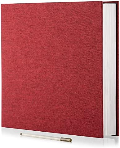 Large Photo Album Self Adhesive 4x6 5x7 6x8 8x10 Pictures Scrapbook Magnetic Album DIY Scrap Book 60 Sticky Pages Linen Cover DIY Photo Album with A Metallic Pen and DIY Accessories(Red) by HoneyTolly