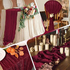 28 Pack Burgundy Cheesecloth Table Runner 17x108 Inch Semi Sheer Boho Gauze Cheese Cloth Fabric Table Runners, for Wedding Party Baby Shower Birthday Home Decor Garden Farmhouse - Image 5