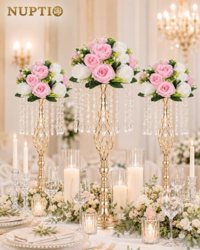 NUPTIO Pink & White Flower Balls: Artificial Rose Centerpieces for Tables - Image 2