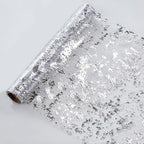 Snowkingdom Silver Table Runner, Sequin Glitter Foil Metallic Runner 11 Inch x 100 Feet, Silver Mesh Table Decorations Centrepiece for Wedding Birthday Party Christmas by Snowkingdom